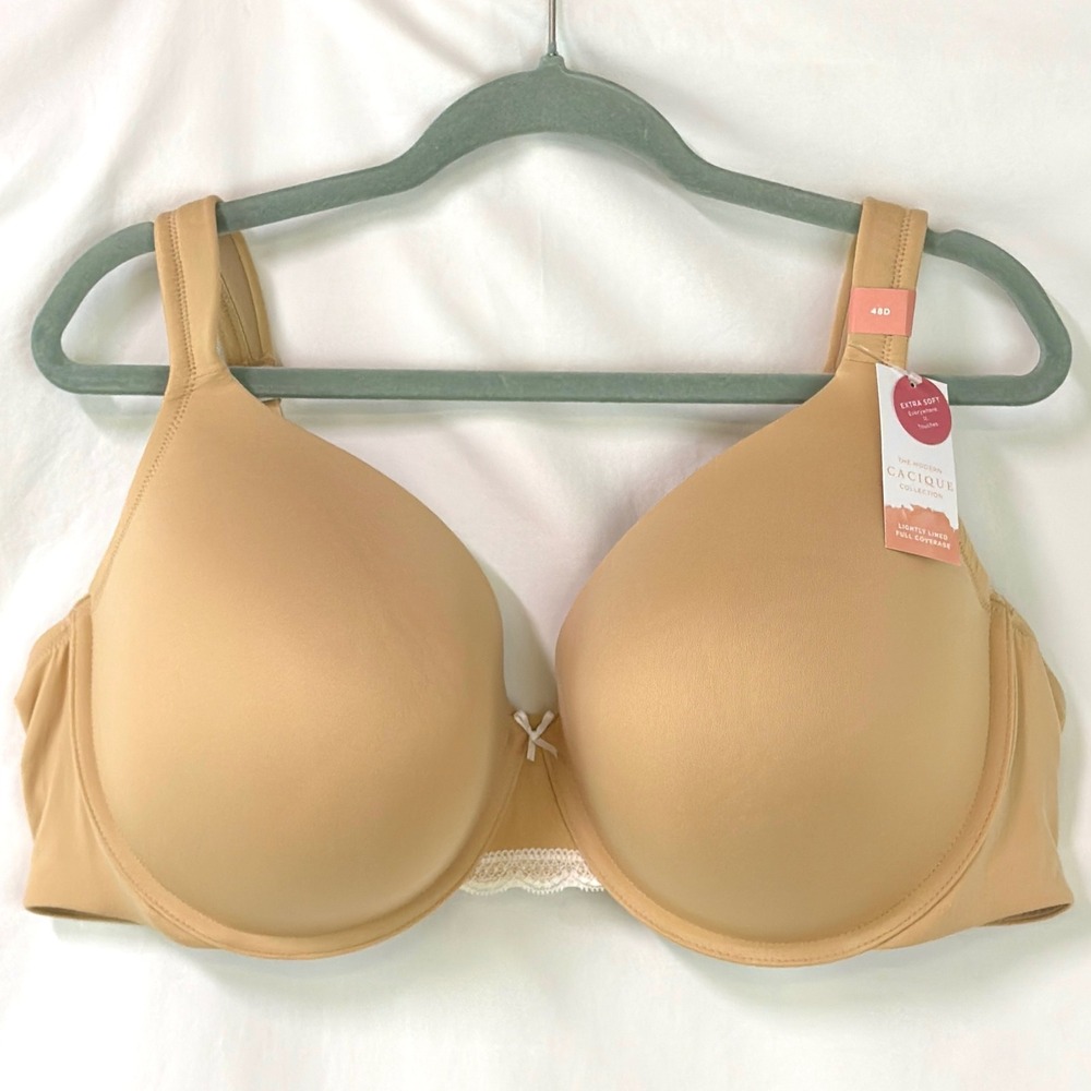 Cacique NEW Modern Collection Lightly Lined Full Coverage Bra 48D Tan Beige